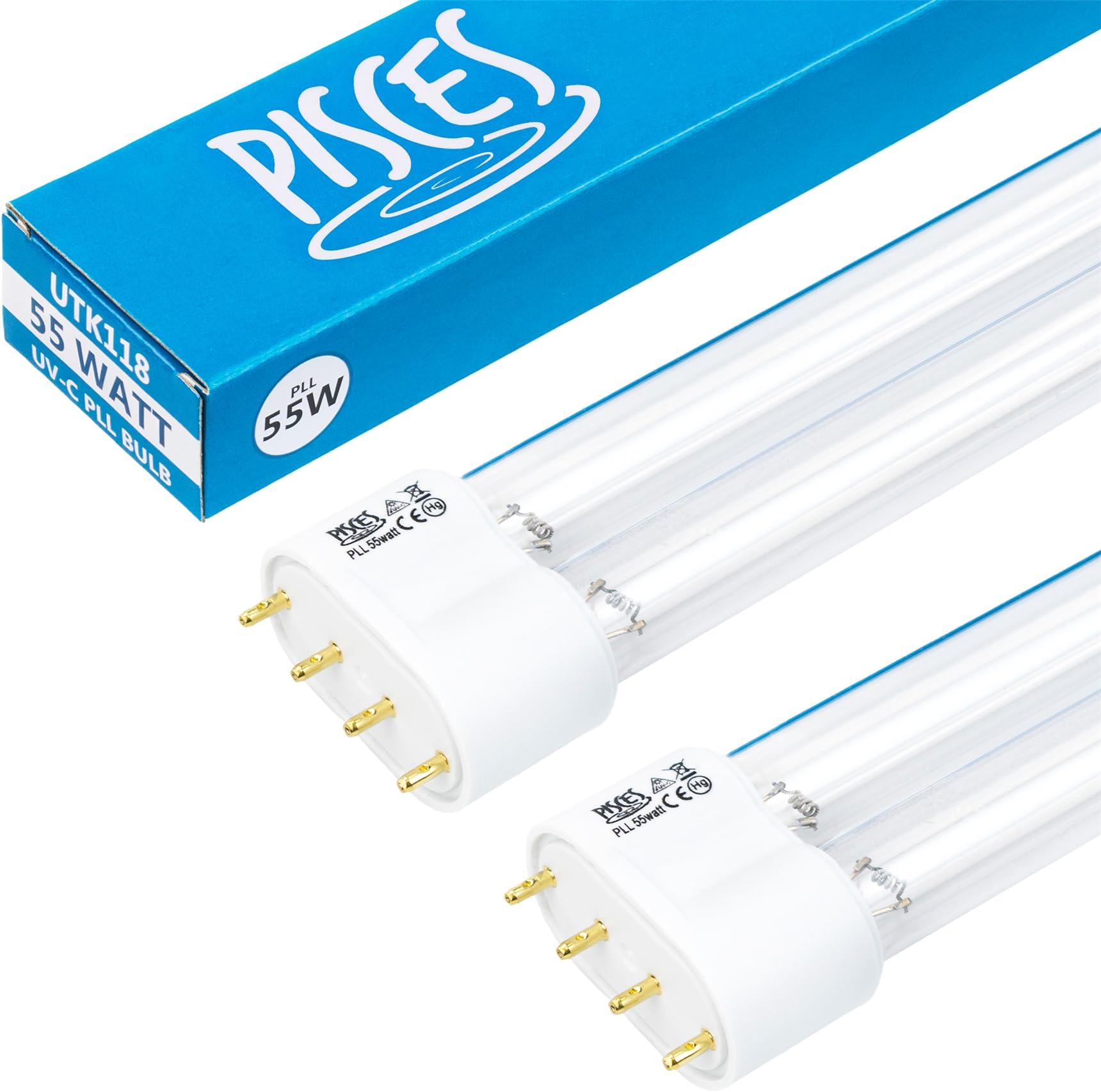 Pisces Twin Pack 55w Watt Replacement UV PLL Pond Bulb Spare 528mm UVC Lamp for Filter
