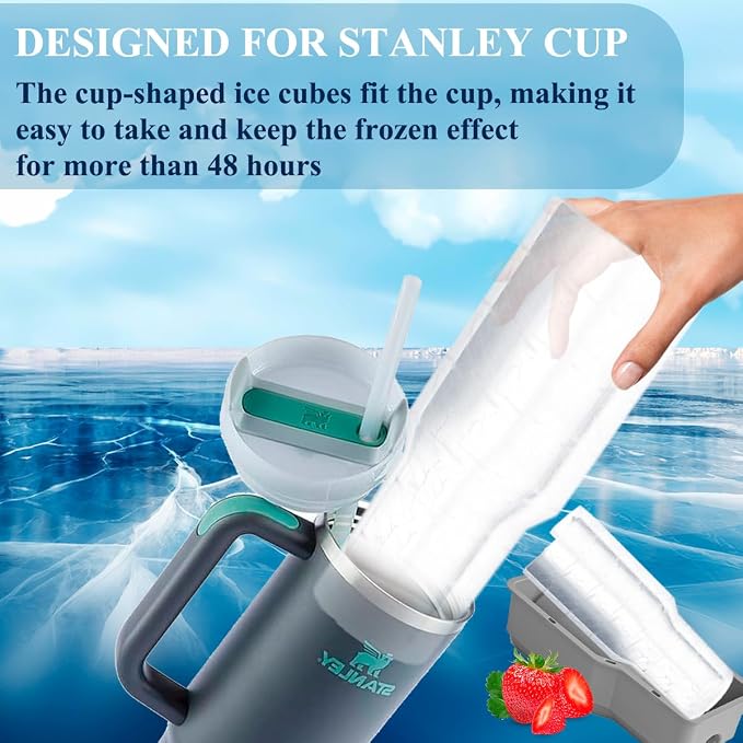 Molde de hielo de silicona con tapa para vasos Stanley miniatura 4