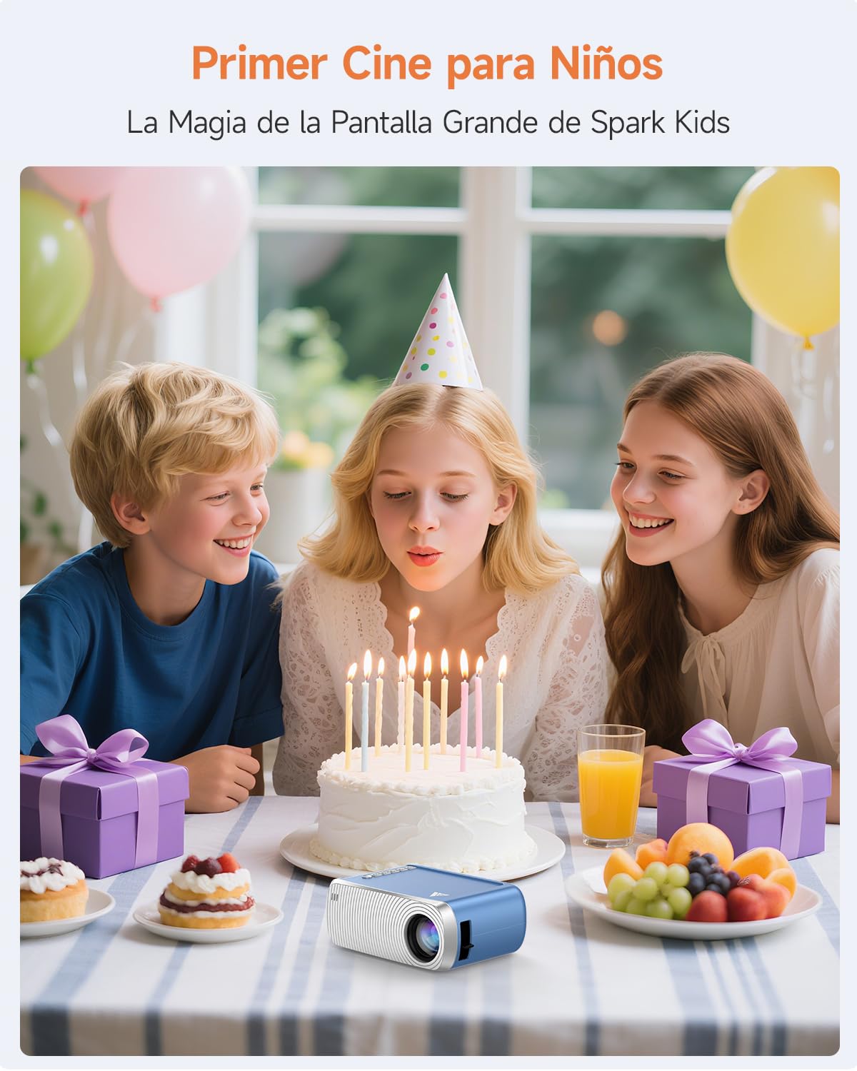 Mini Proyector Portátil, Portátil Proyector con WiFi y Bluetooth para Dormitorio, 4K 1080P Support de Cine para Exteriores/Teléfono/HDMI/USB/TV Stick