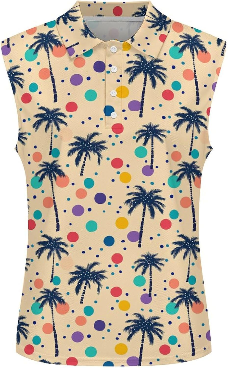 Coconut Trees-tropical Womens Golf Shirts Print Polo Shirt Sleeveless Tank Top Casual Work Blouses