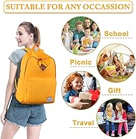 Vista 7 de VASCHY Mochila escolar, mochila ultraligera para hombres y mujeres, mochila para niños, adolescentes, niños y niñas, Amarillo, Mochilas Daypack