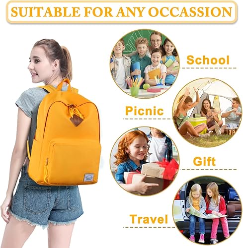 Miniatura 7 de VASCHY Mochila escolar, mochila ultraligera para hombres y mujeres, mochila para niños, adolescentes, niños y niñas, Amarillo, Mochilas Daypack