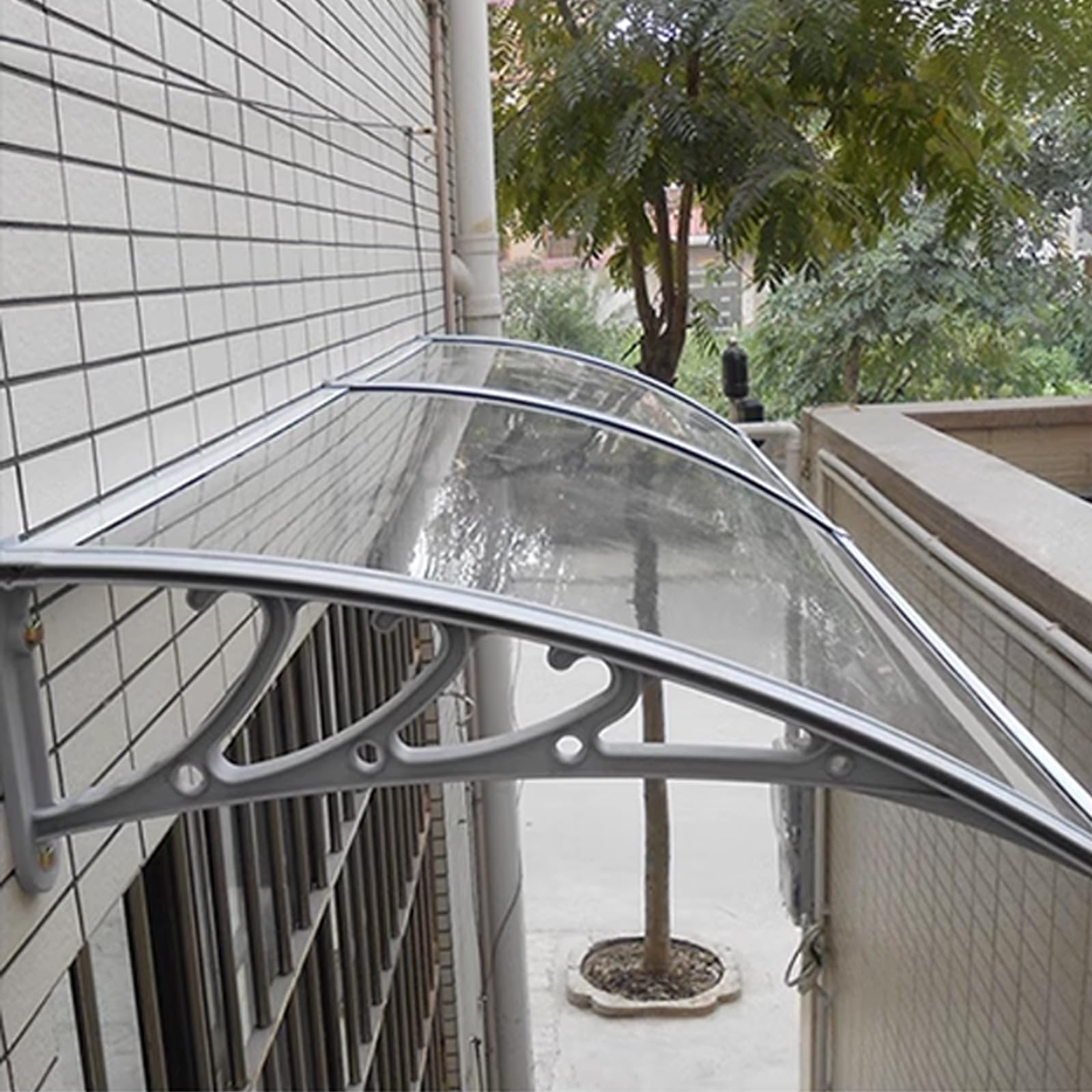 GJZQDKX White Aluminum Awning for Doors & Windows Weather-Resistant Polycarbonate Canopy Soundproof Design for Porch 60 x 190 cm Outdoor Shelter.