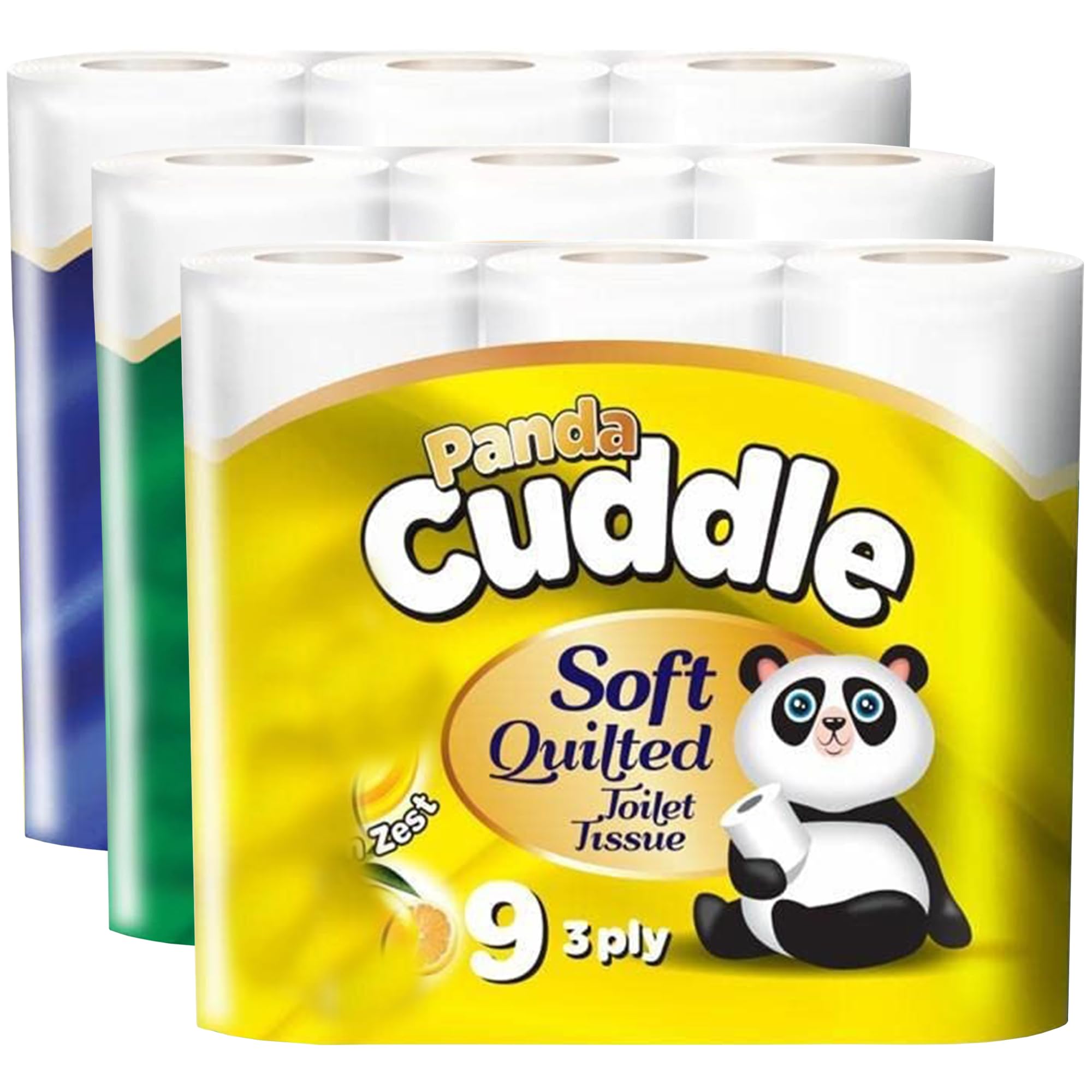 Panda Cuddle 3-warstwowe rolki papieru toaletowego - miękki, pikowany, wytłaczany papier loo z aloesu, o zapachu cytryny i bezzapachowy, luzem, kup chusteczki toaletowe dla higieny i komfortu