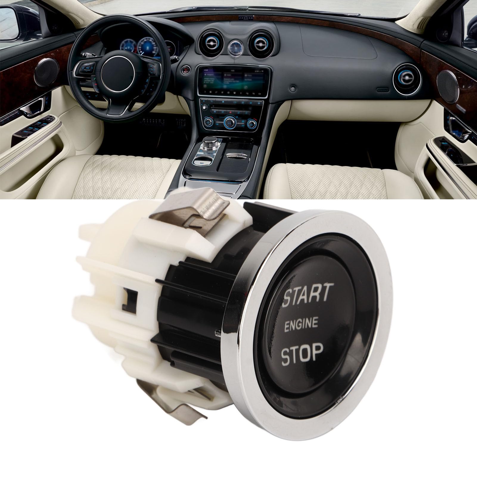Pulsante Avviamento, Interruttore Accensione e Tasto Start Stop C2D59751 Compatibile con Jaguar XJ XJR XJR575, Ricambio per Sistema Motore Senza Chiave e Console Centrale