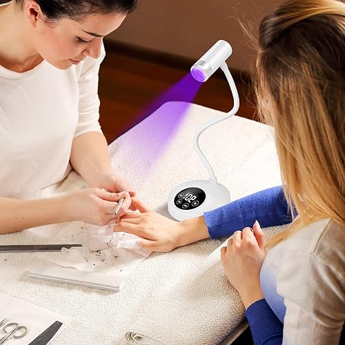 Miniatura 6 de AORAEM Lámpara de uñas LED UV, lámpara recargable de cuello de cisne para uñas de gel, 12 W, secado rápido, luz LED de uñas, secadora con 4