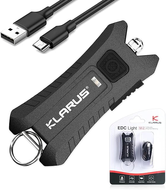 klarus Mi2 Rechargeable LED Keyring Torch, 40 Lumens Small Lightweight Pocket Keychain Flashlight Powered by Bulid-in Battery