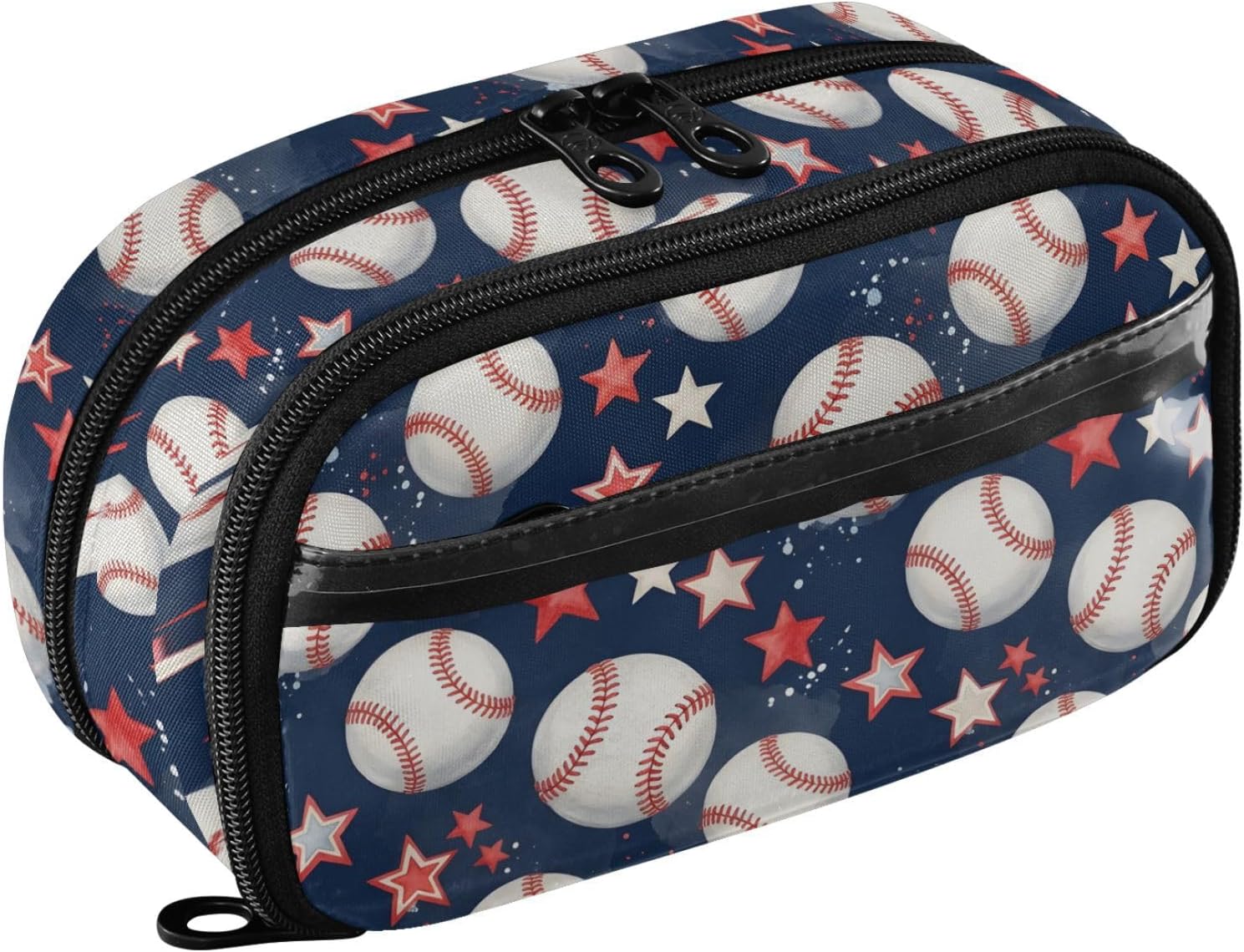 ALAZA Nebula Baseball Pattern Large Capacity Pencil Case, Aesthetic Stationery Organizer Bag with Clear PVC Window, High Capacity Pen Pouch with Dividers for School Office Travel