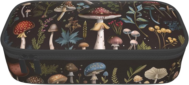 Mushroom Pencil Case Big Capacity Pen Case Stationery Pencil Pouch Aesthetic with Zipper for Supplies Office College Adults