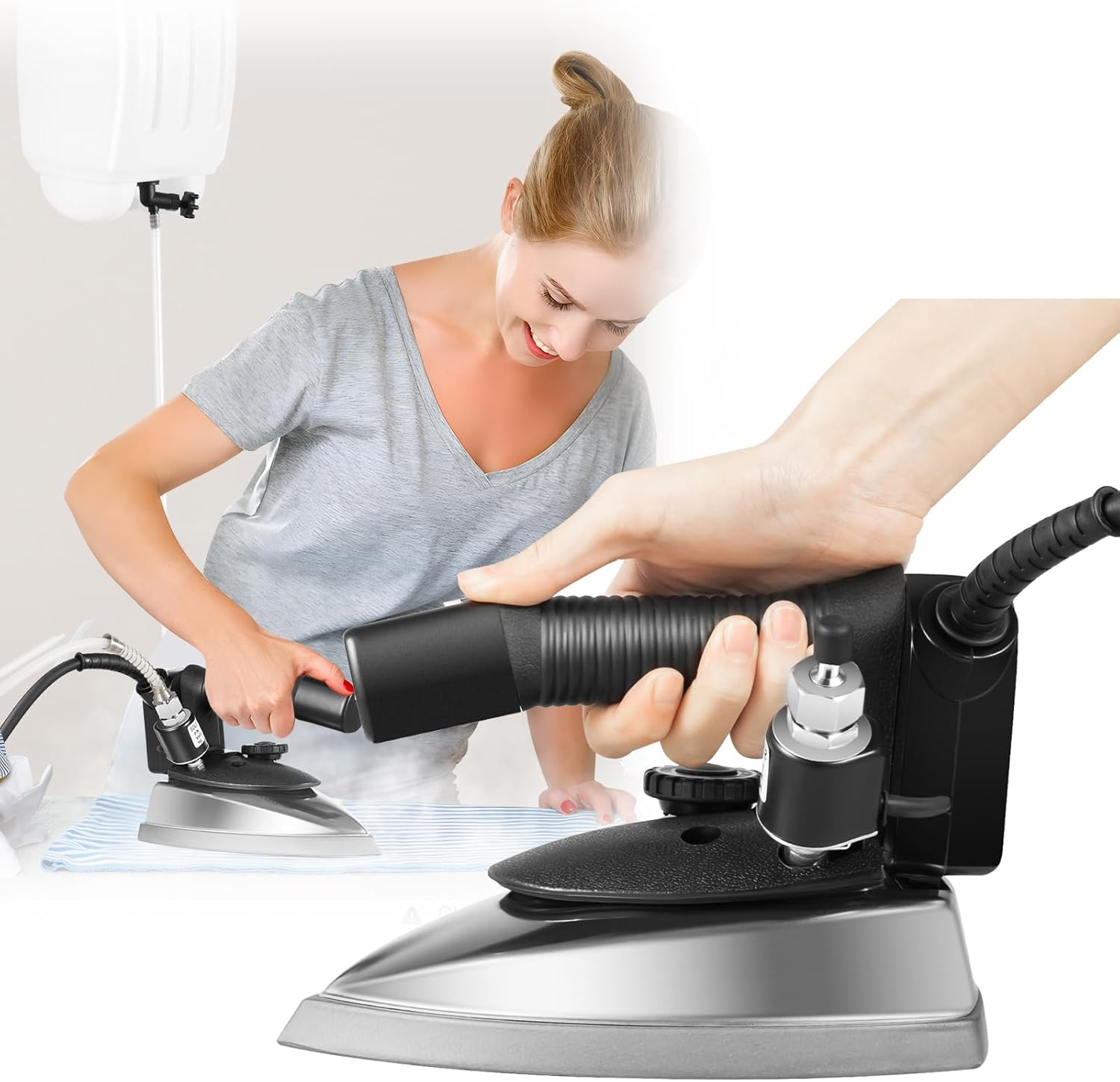 Professional Steam Iron for Clothes, 60~220℃ 1000W Commercial Rapid Heat Electric Steam Iron Clothes Steamer Press Garment Machine, 3.3L Water Tank, Fabric Steamer, Garment Steamer