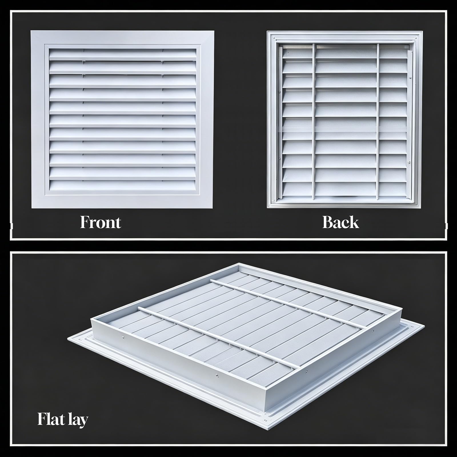 Rejilla De Aireación De Aluminio, Rectangular De Ventilación Con Lamas | Para Techo de Cocina, Puertas Exteriores, Paredes De Casas, Cobertizos(45x45cm/18x18")