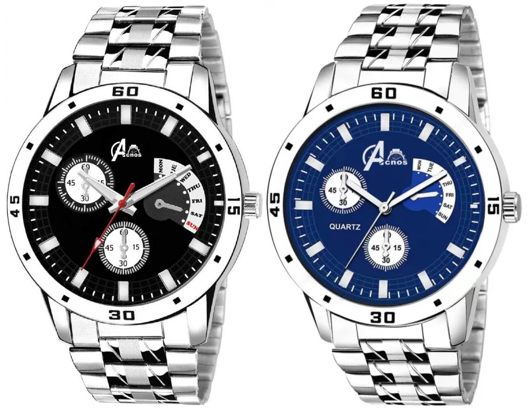 Acnos® Premium Stainless Steel Analog Watch for Men Combo Pack of 2 Arrival Black Blue (B0CYCJJMSW) Amazon Price History, Amazon Price Tracker
