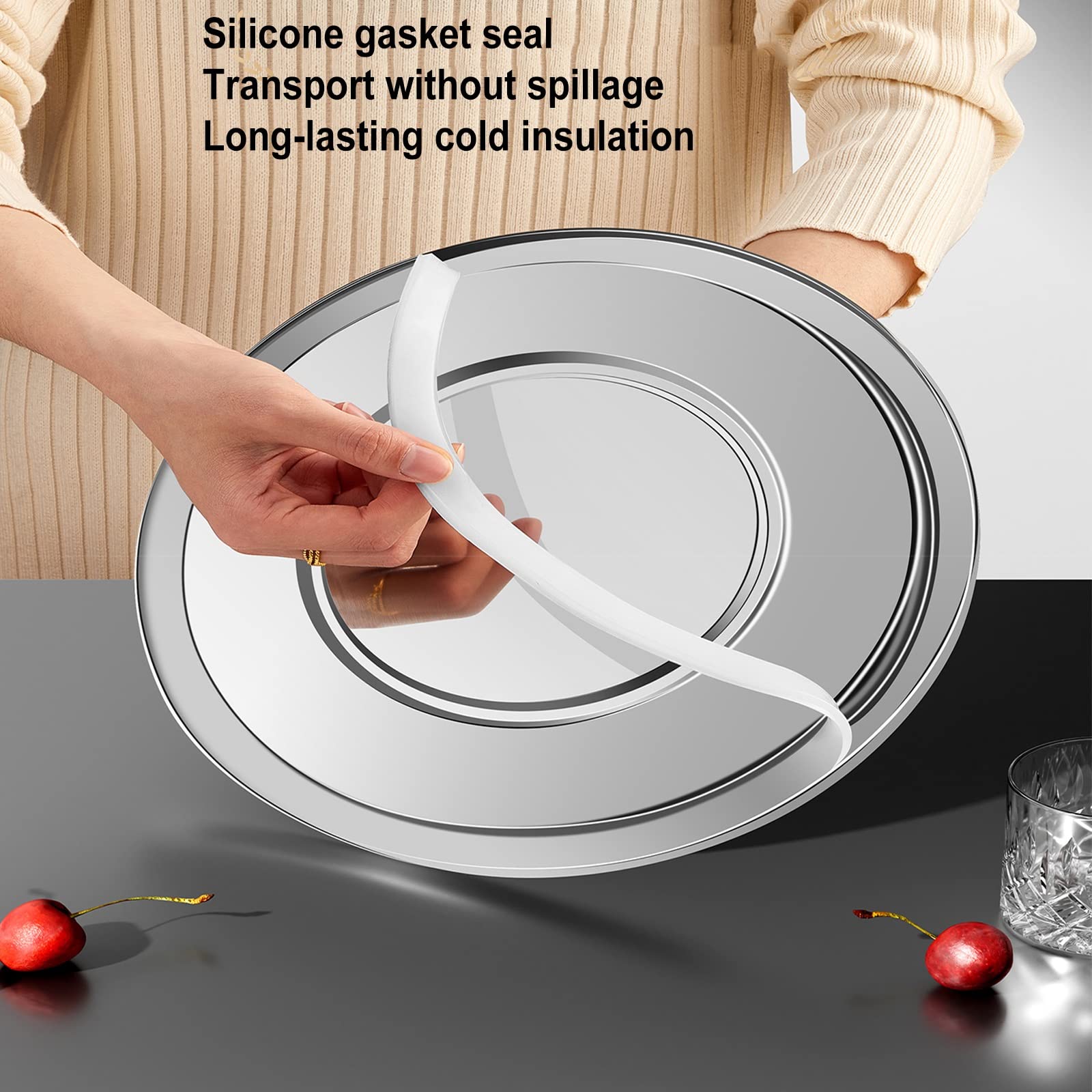 IMPREC Contenedor Isotérmico Acero Inoxidable, Engrosamiento con Cubo De Aislamiento De Grifo Multifunción Comercial Frío Y Caliente LYWY (Color : Silver, Size : 20L)