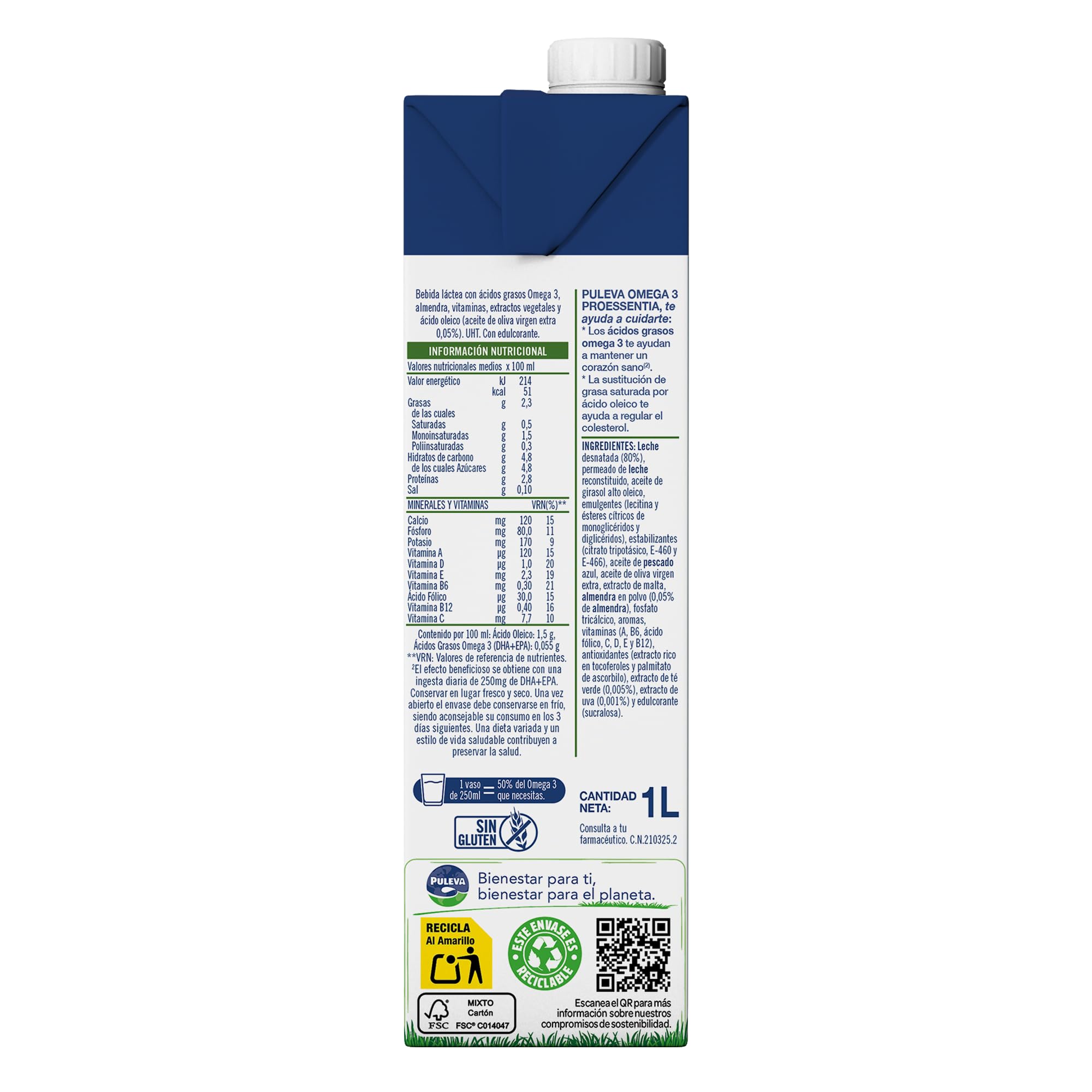 Puleva Omega 3 Proessentia® Almendras brik 1L Caja 6 litros