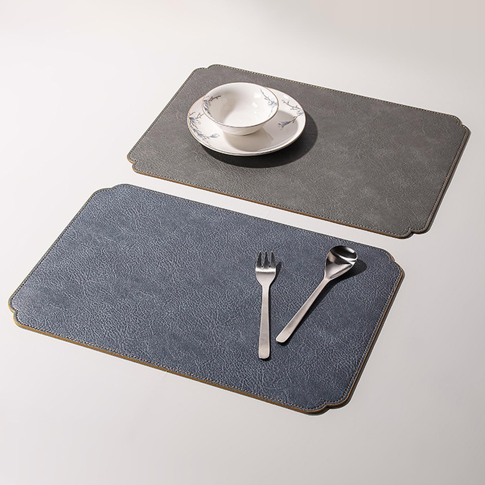 Set di 4/6 tovagliette in pelle PU, resistenti, impermeabili e antiscivolo, per uso interno ed esterno(Ruyi blue,Set of 4)