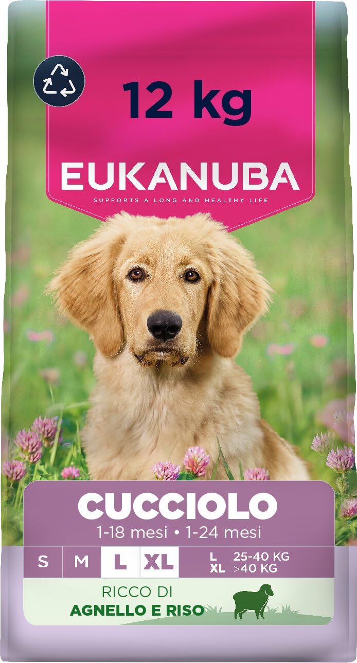 EUKANUBA Cibo secco per Cuccioli con agnello e riso per razze di taglia grande - Alimento secco premium per Cani giovani, 12 kg