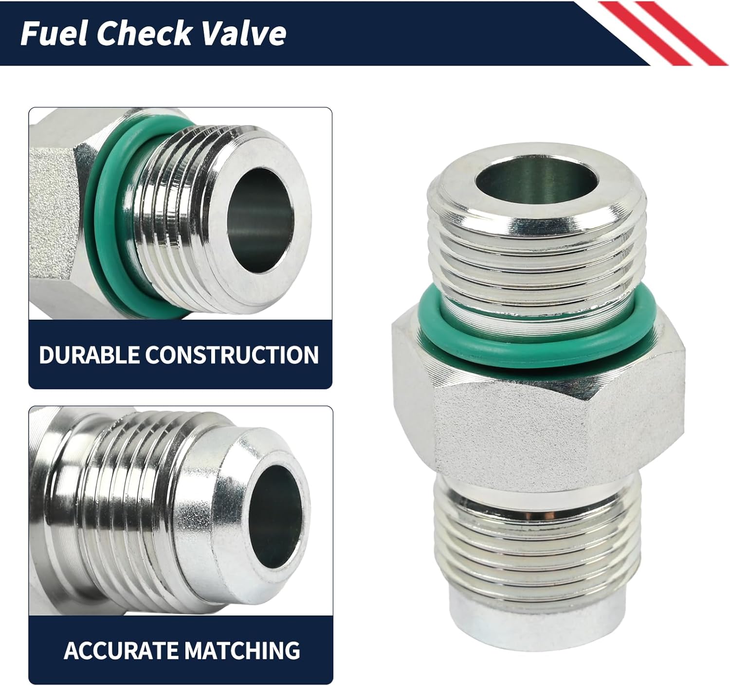 Fuel Check Valve w/Gasket Replace 042211 3348332 Fit for Cummins N14 Diesel Engine Fuel Pump Straight Flow Aluminum Prevents Fuel Backflow