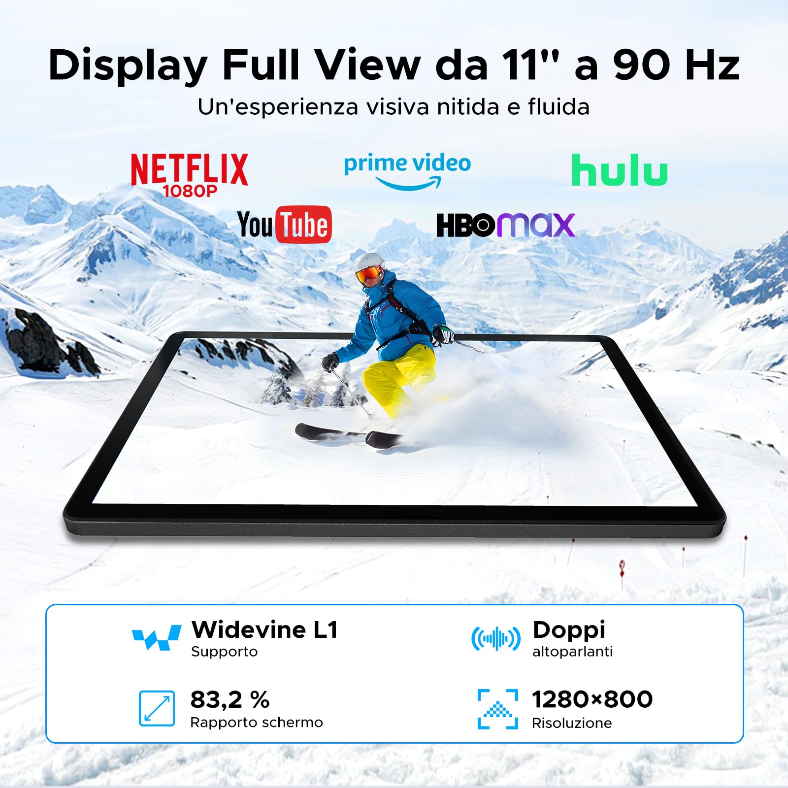 P11 Android 16 Tablet 11 Pollici, 48GB RAM+128GB ROM (2TB TF), 90Hz, T7250 Octa-Core, 8800mAh, 13MP+5MP, Gemini AI, Widevine L1, Face ID, GPS, FM, Tablets con Tastiera e Penna, Nero