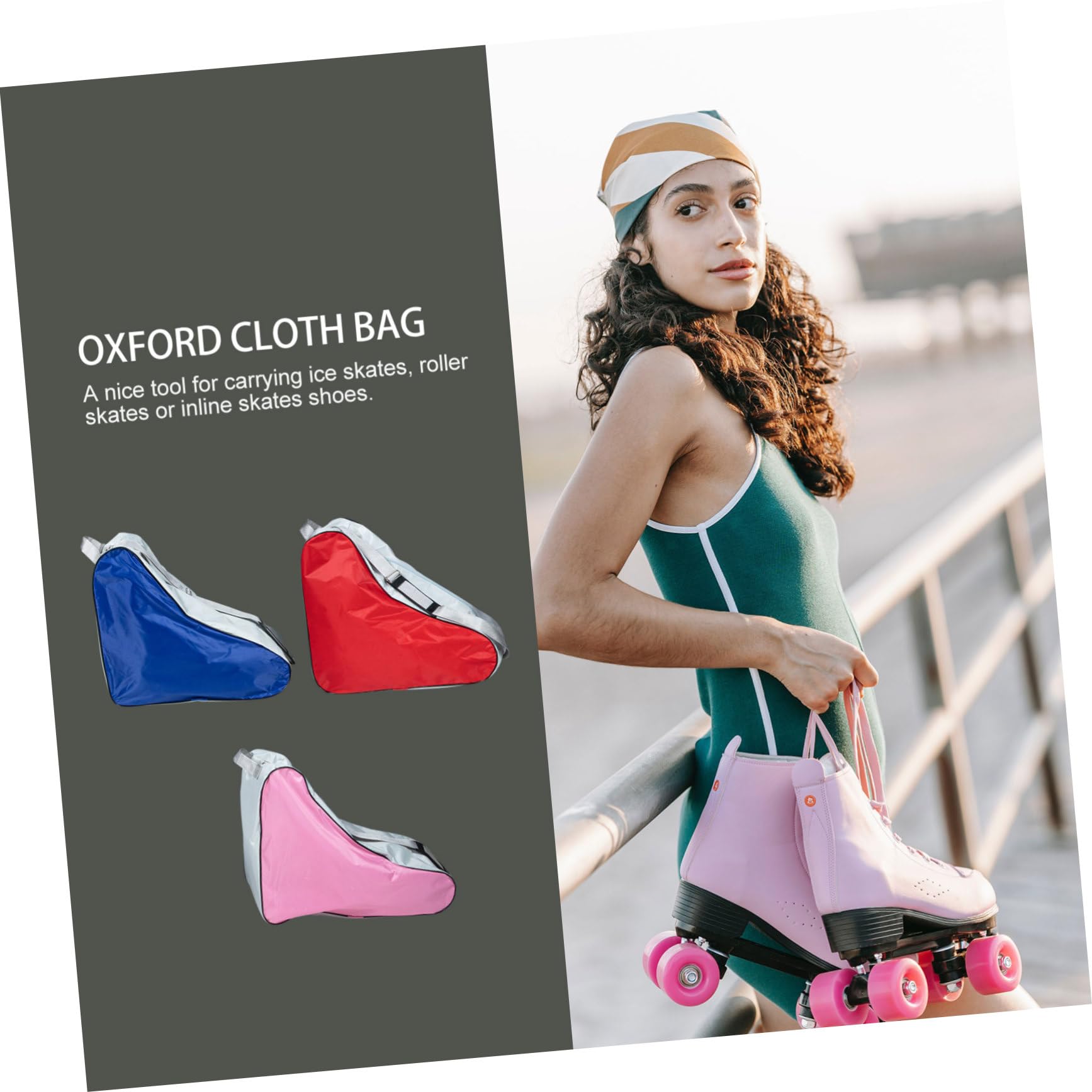 Borsa Porta Pattini Roller 3 Pezzi in Poliestere per Uso Esterno | Pattini da Ghiaccio e Roller Skates, Design Semplice e Look alla Moda, Formato Grande