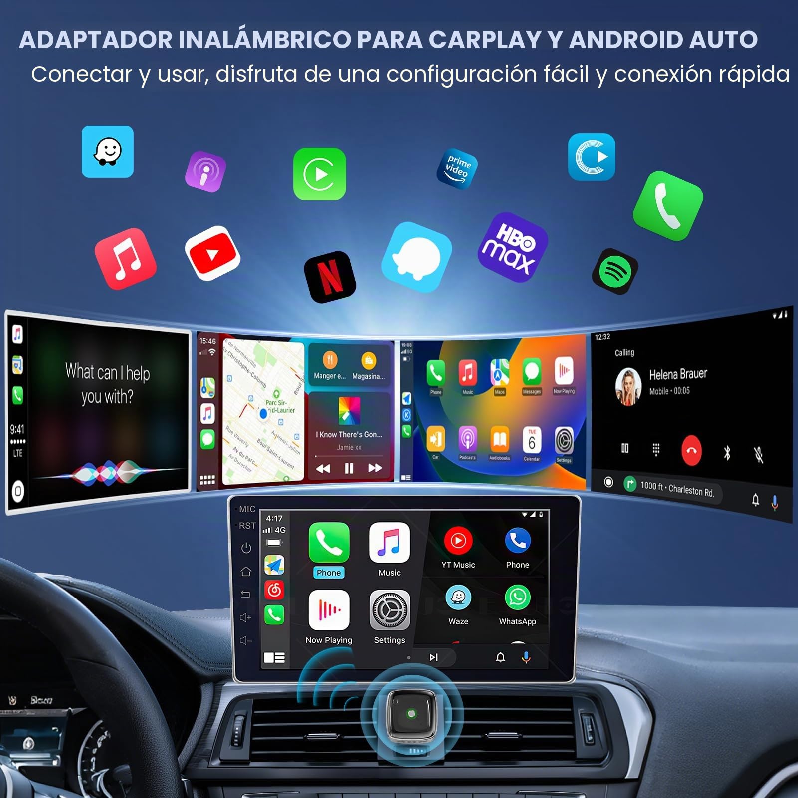 2026 Mini Carplay Wireless Adapter & Dongle Android para iPhone/Android — Convierte CarPlay con Cable en Wireless Car Play Adapter, Compatible con Coches OEM CarPlay Desde 2016+, Auto Connect