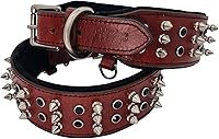 Vista 8 de BlazingPaws® Sabrington - Collar de perro de cuero con púas de lujo de 2 pulgadas de ancho para perros grandes con púas atornilladas en cuero negro