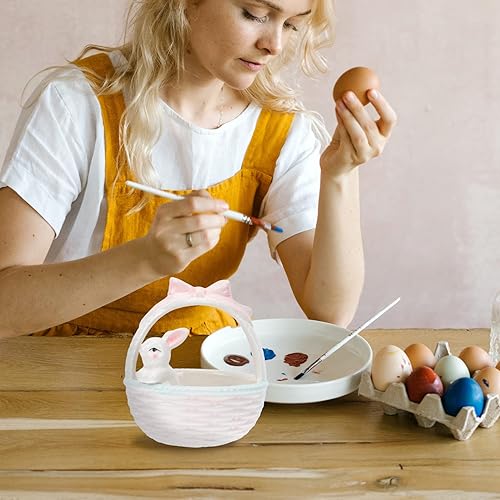 Miniatura 5 de Cabilock Muñeco de conejo Tazón de frutas de cerámica Cesta de caramelo de conejito Plato de conejo de porcelana Plato de artículos pequeños Plato