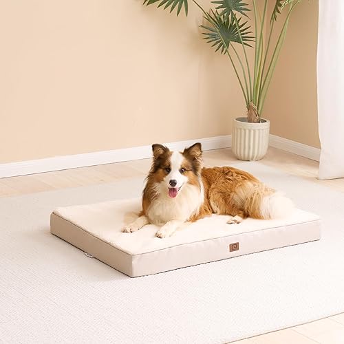 Miniatura 4 de EHEYCIGA Camas ortopédicas para perros grandes con funda extraíble lavable, color camello, 36 x 27 pulgadas