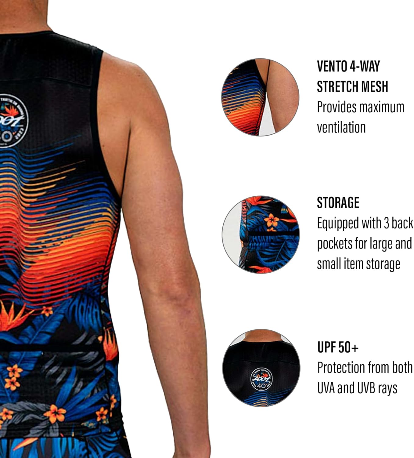 Zoot Men’s LTD Triathlon Tank Top, Compression Tri Top for Endurance Race & Training, with Pockets & UPF 50+ Primo Fabric - Image 4