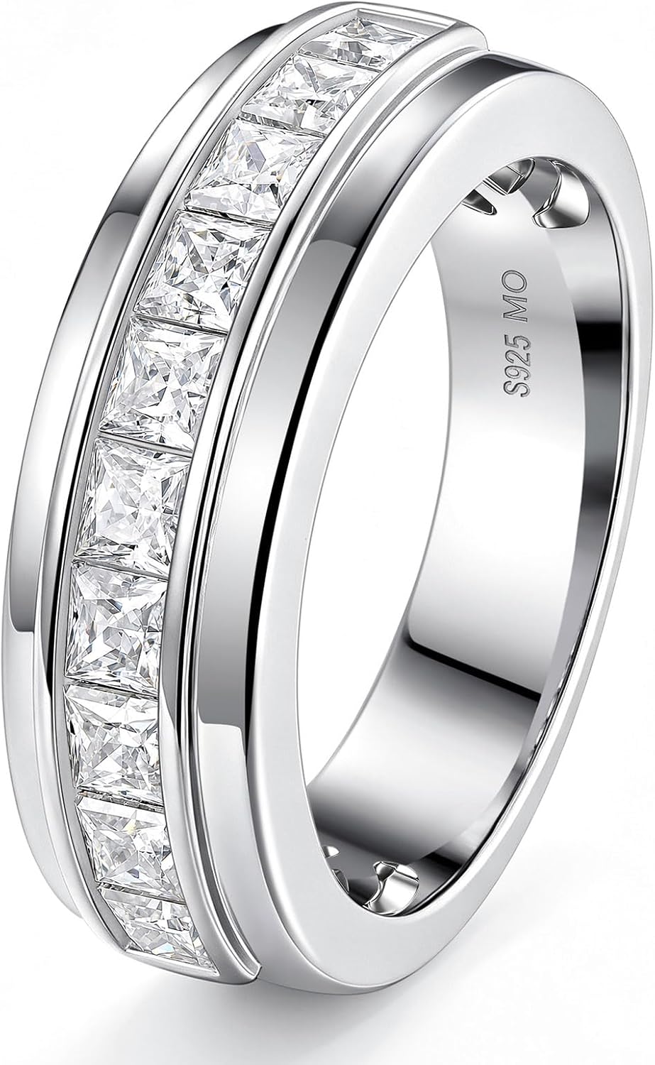 Moissanite Wedding Band for Men 925 Sterling Silver Ring Size 7-14