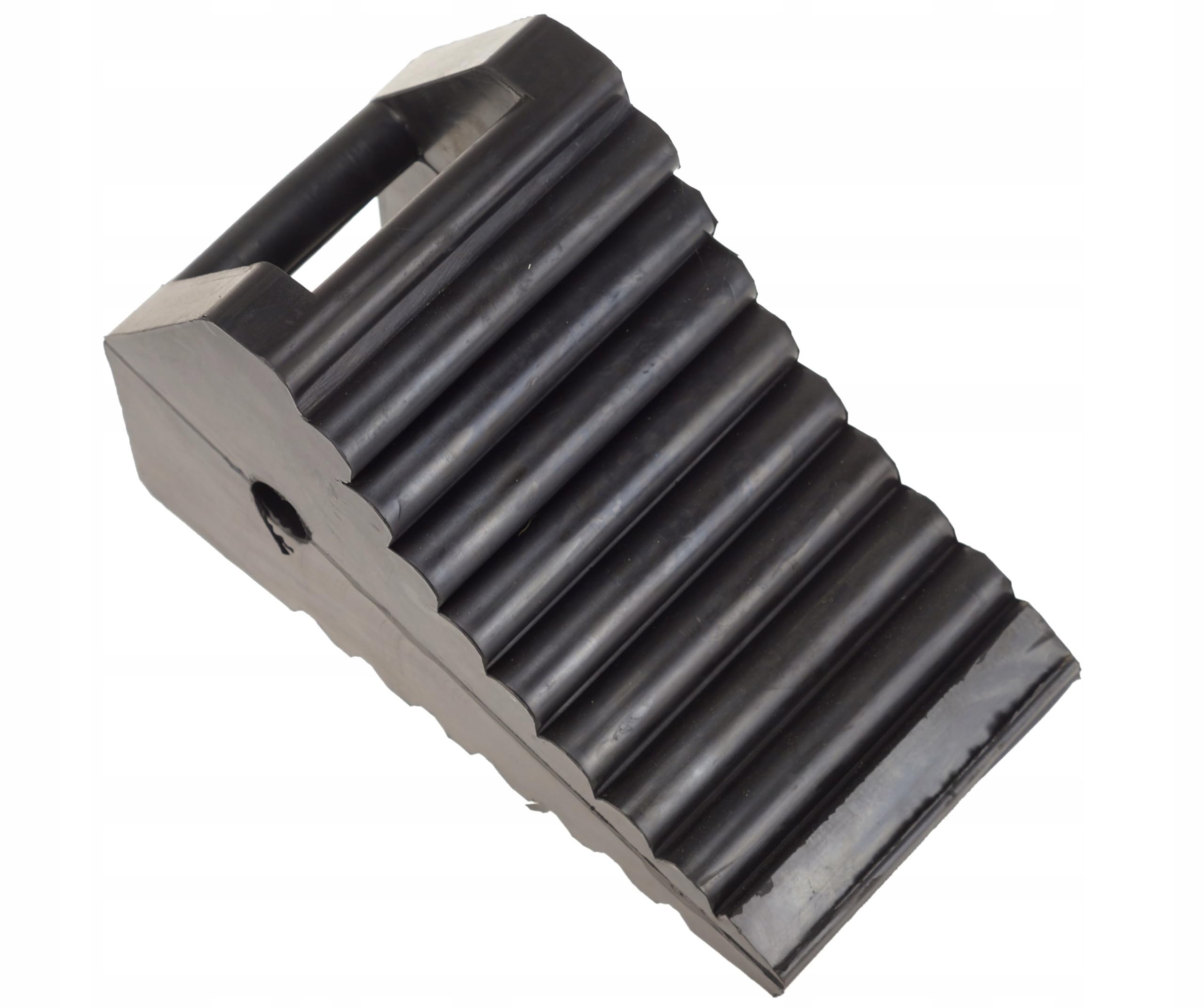 Unterlegkeil Gummi 30x15x19 cm 1 Stück | Unterlegkeile, rutschfest, belastbar, Tragegriff, Loch für Sicherungsseil, Pkw, Anhänger, Motorrad, Gabelstapler