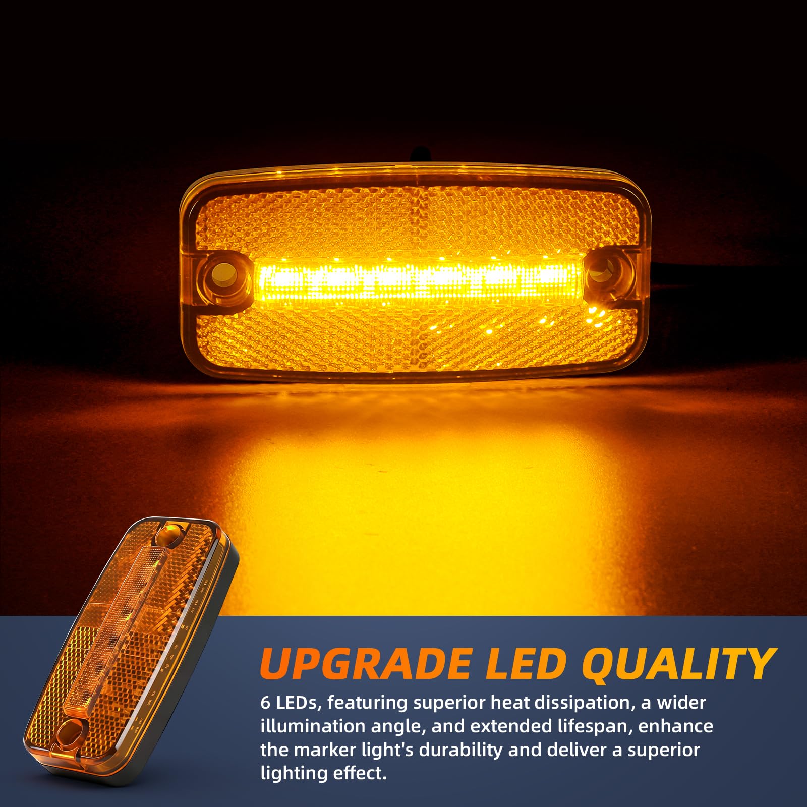 4x Luces Laterales LED Naranjas, 12V/24V impermeables IP65 con soporte, con certificación ECE R10, para remolques, furgonetas, caravanas y camiones