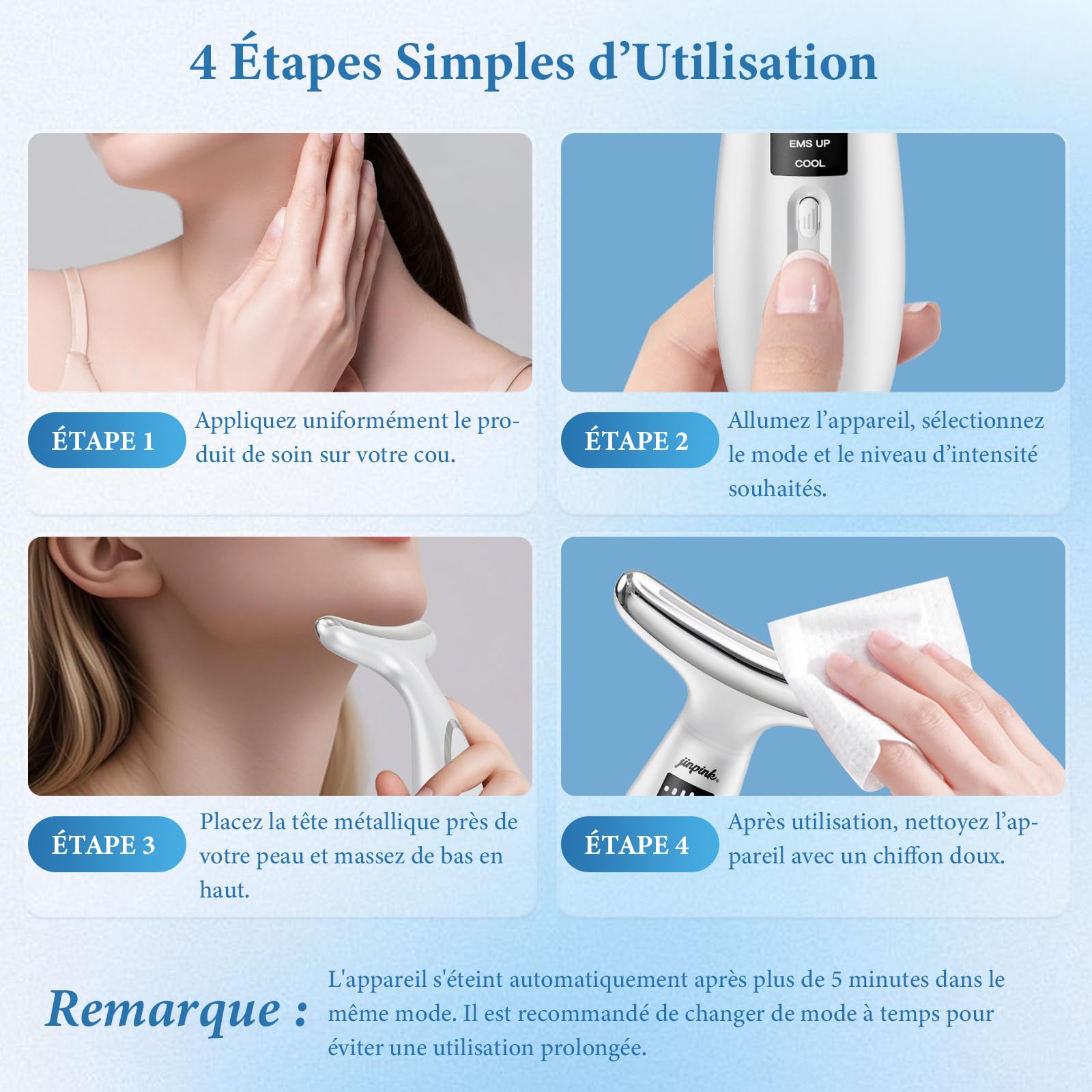 Appareil Visage Anti Ride Lifting: Masseur Visage 5°C Froid & 45°C Chaleur – Appareil Massage de Beauté Electrique EMS 6 Modes LED 7 Couleurs – Soin Anti-Âge Raffermissant Face Cou Double Menton Lift