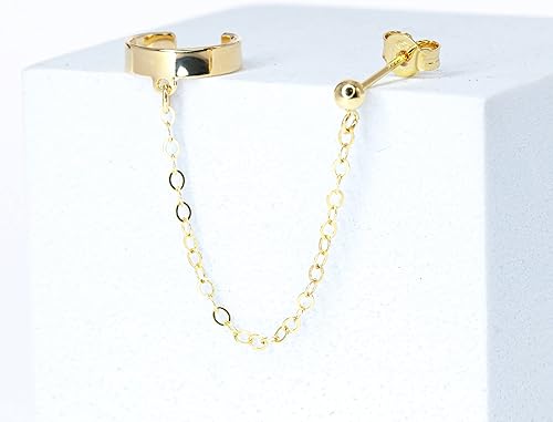 Miniatura 3 de Aretes de cartílago de oreja, sin necesidad de perforación, chapado en oro de 14 quilates, chapado en 1 micrón, clip ajustable, joyería bohemia
