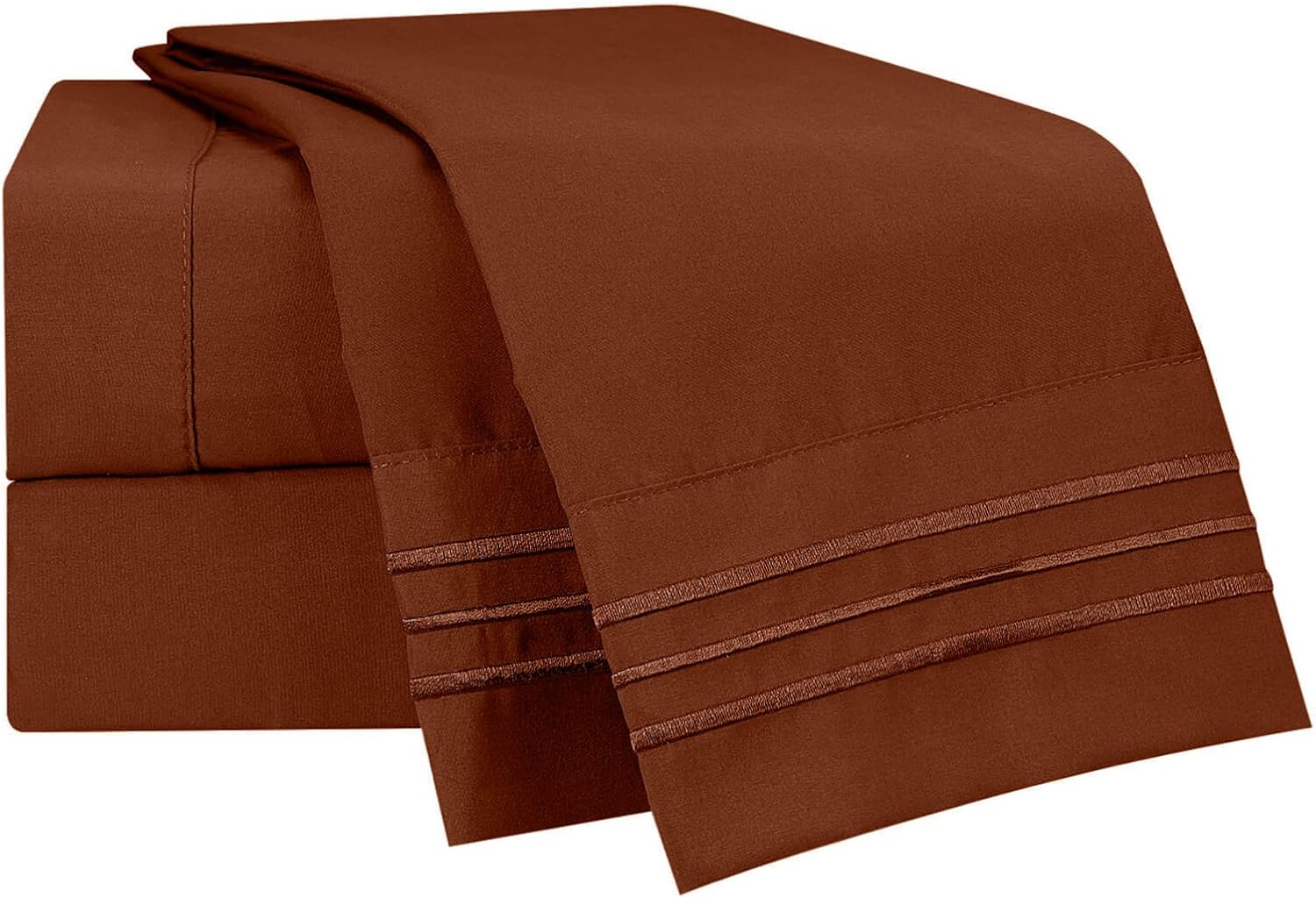 Clara Clark Bed Sheets, Premier 1800 Series 4 Piece Bed Sheet Set, Deep Pocket, Wrinkle, Fade, Stain Resistant, Luxury Soft Bedding Sheets & Pillowcases, King, Burnt Sienna