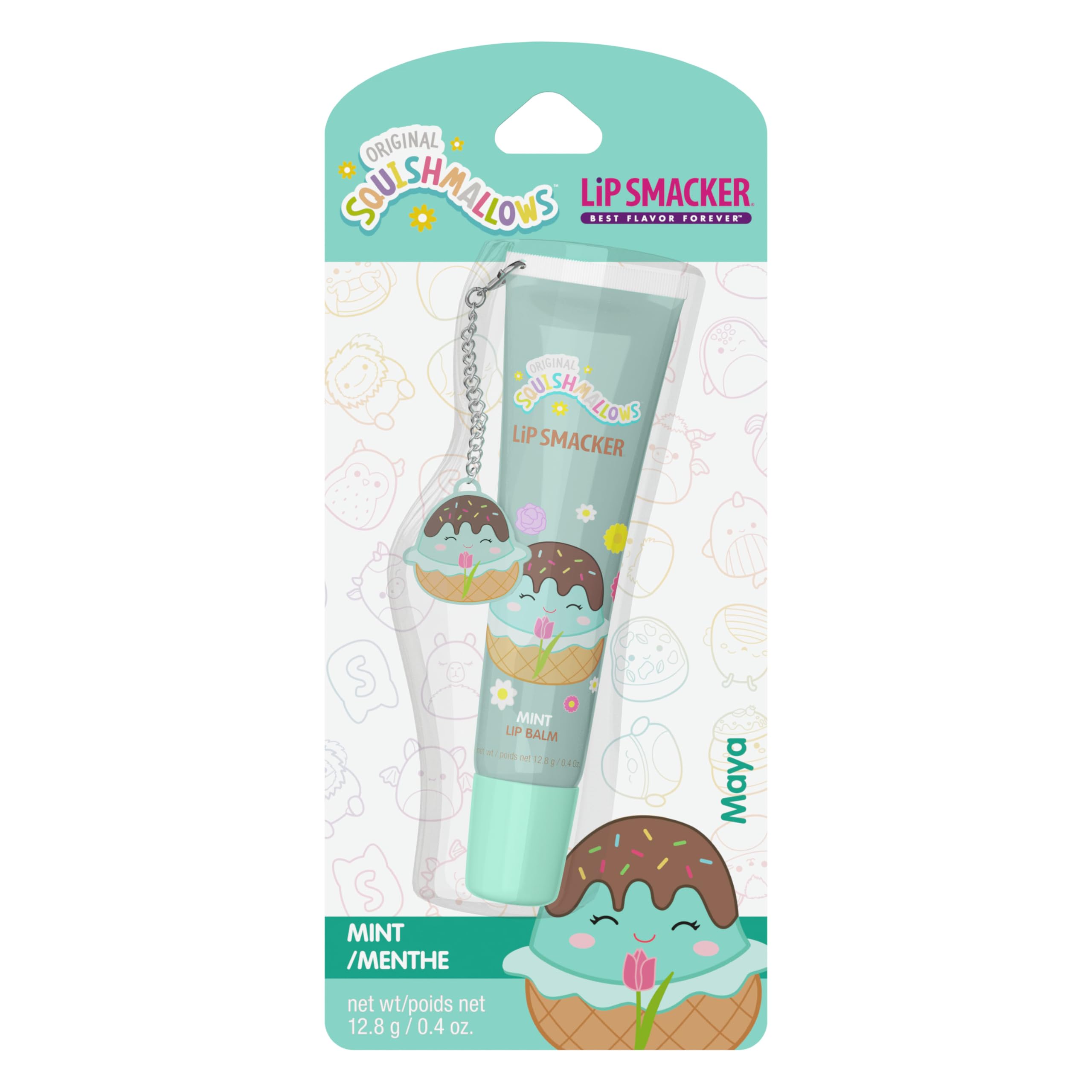 Lip Smacker Squishmallows Lip Balm, Mint (Maya), Limited Edition Easter Basket Stuffer, Flavored & Scented Lip Balm with Charm, Collectible Spring Gift Mint 1 Count (Pack of 1)