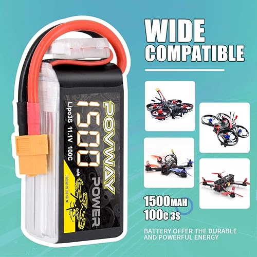 Miniatura 4 de Batería Lipo RC de 1500mAh 11.1V 100C 3S con enchufe XT60 para FPV RC Avión Helicóptero Drone Quadcopter - 2 unidades (3s 1500mah 100C)