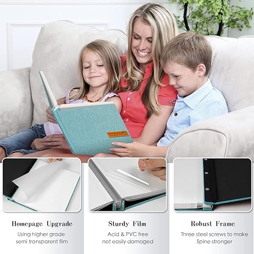 Miniatura 3 de Álbum de fotos grande autoadhesivo magnético, álbum de recortes para fotos de 4 x 6, 5 x 7, 8 x 10, 40 páginas cubierta de lino, libro de recuerdos