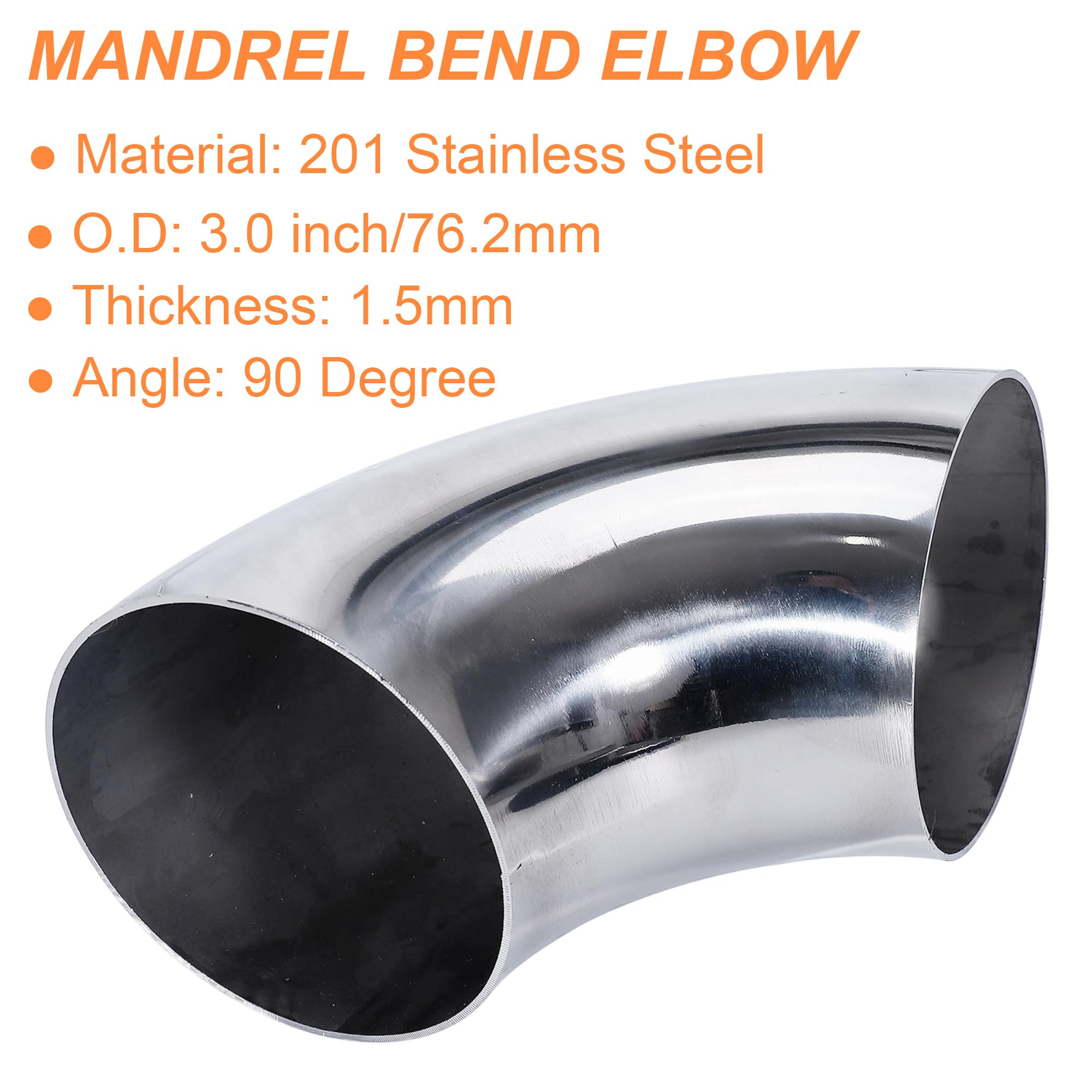 Uxcell 4-Pack OD 1.5 Inch 90 Degree Mandrel Bend Elbow, Thicken 1.5 Mm 304 Stainless Steel Exhaust Elbow Pipe Car Modified Exhaust System Stair Handra - View #10