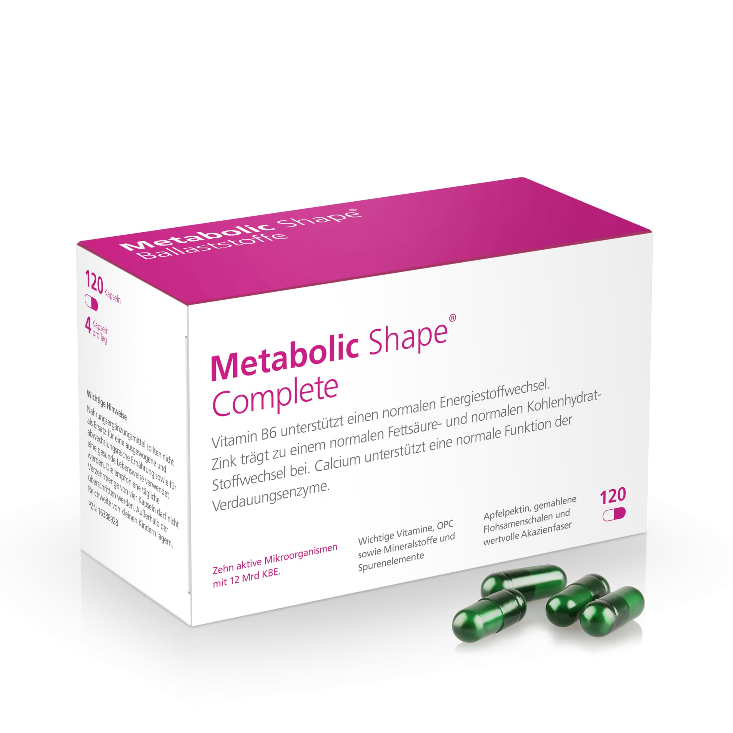 Metabolic Shape Complete – die 3-Säulen-Formel für dein Gewichtsmanagement | Nahrungsergänzung mit Darmkulturen, Ballaststoffen & Mikronährstoffen – Zink trägt zum Fettstoffwechsel bei