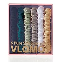 Vista 15 de Juego de 6 piezas de coleteros de seda 100% pura morera - 6 colores elegantes y chic, coleteros delgados de seda para rabo de caballo - Sin daños