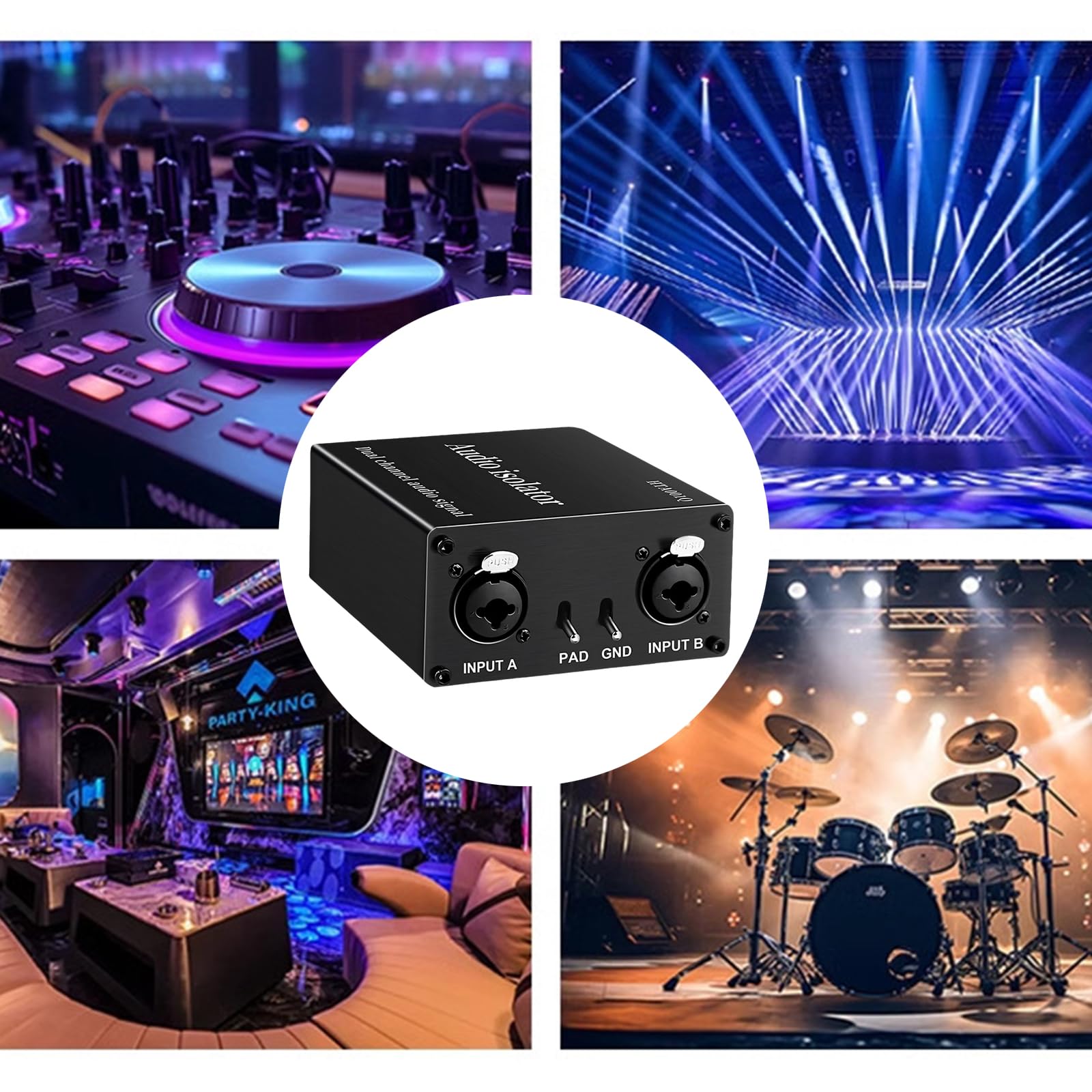 Alluminio XLR 6.35mm Music Isolation Box Music Ground Looping Isolatore per suono pulito in e uso palcoscenico Divisore audio dal vivo