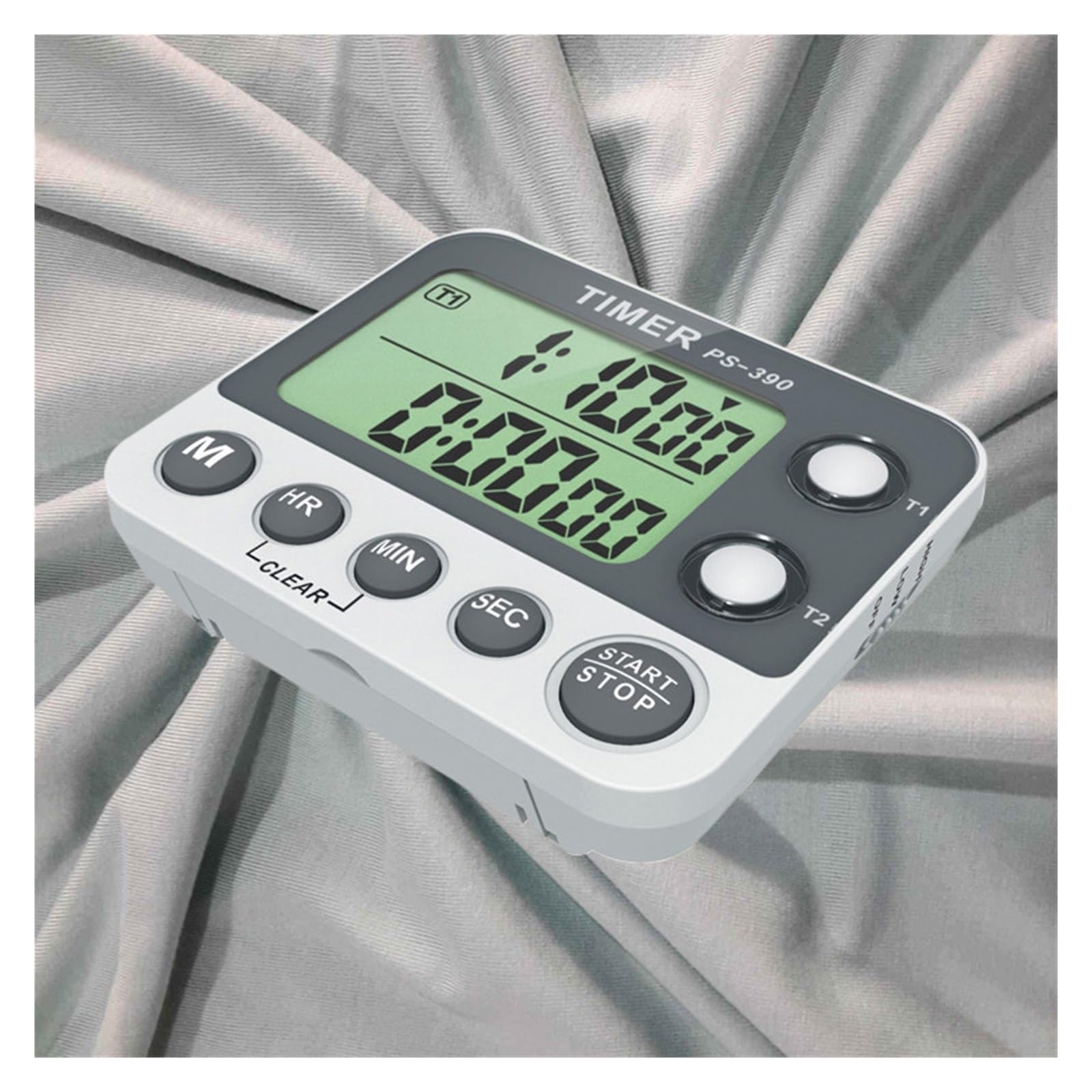Timer da cucina con cronometro 1/100 centisecondi, timer portatile digitale elettronico, 2 gruppi, sveglia conto alla rovescia