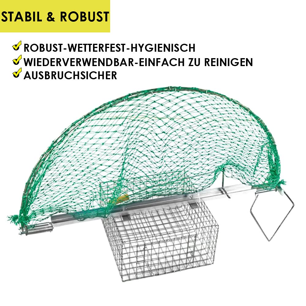 Lebendfalle Netz Vogelfalle Vögel Umsiedeln Netzfalle Mehrfachfalle Kammerfalle Drahtfalle Fangen Wetterfest Robust Stabil Vogelfallen Modell Auswahl Petigi, Auswahl:Modell 2 (55 x 100 cm) mit Käfig