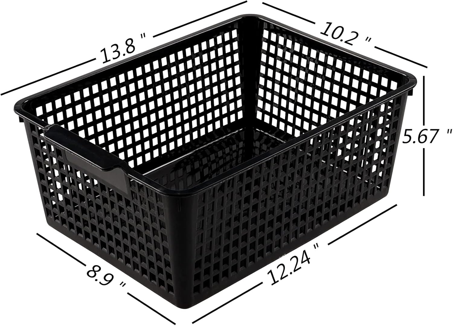 3 Packs Large Storage Basket Bin, Plastic Organizer Basket, Black