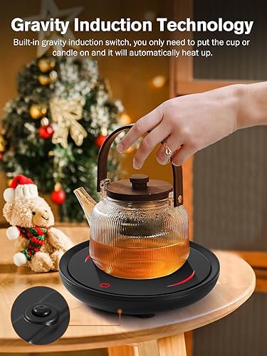 Miniatura 3 de PUSEE Calentador de taza de vela, calentador de taza de café de inducción por gravedad para escritorio con 2 ajustes de temperatura, calentador de