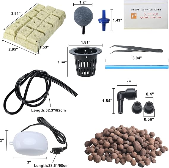HighFree Deep Hydroponic Cultivation System Cultivation Kit Large - Indoor Lettuce Cultivation System - Starter Hydro Kit with Air Pump for Green/Lettuce/Herbs/Mint/Parsley, Black 11 Plant Sites