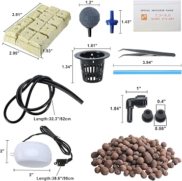 HighFree Deep Hydroponic Cultivation System Cultivation Kit Large - Indoor Lettuce Cultivation System - Starter Hydro Kit with Air Pump for Green/Lettuce/Herbs/Mint/Parsley, Black 11 Plant Sites