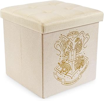 Harry Potter Hogwarts 15-Inch Storage Bin Ottoman Cube Organizer | Fabric Basket Container, Cubby Closet Organizer, Home Decor for Playroom | Wizarding World Gifts and Collectibles