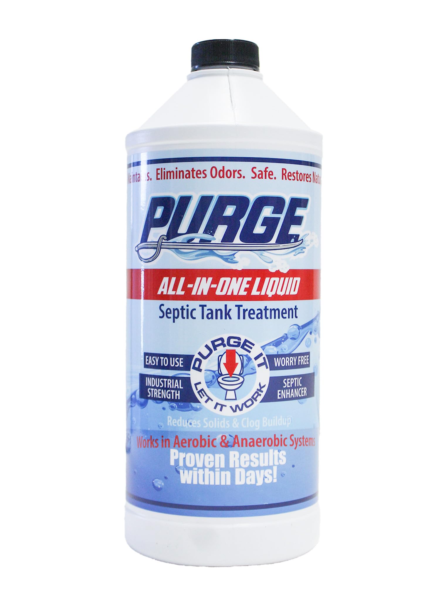 Purge All-In-One Septic Treatment - 32 oz, Efficiently Breaks Down Organic Solids, Clogs, & Odors - Easy to Use - Safe on All Septic Systems - Made in USA