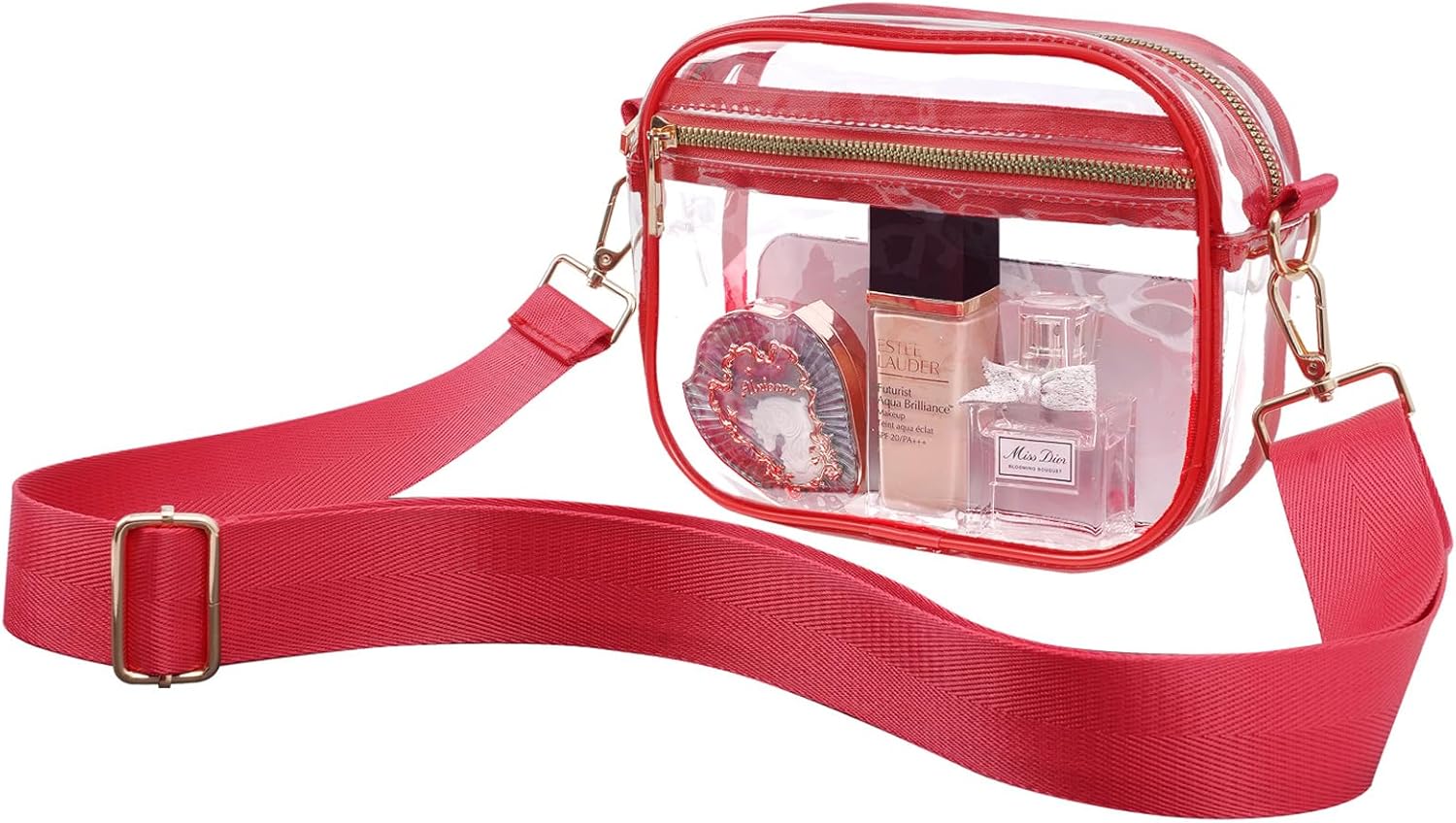 Fibrdoo Clear Bag Stadium Approved, Leather Clear Crossbody Purse Bag for Concerts Sports Events Festivals